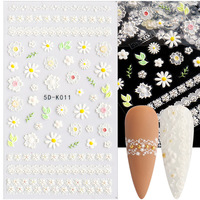 Autocollants pour ongles 5D fleur en relief papillon concepteurs de mariage autocollants pour ongles en gel