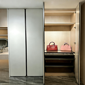 Sistema de Armario de Puerta Personalizado de Fábrica China, Moderno Armario Empotrado de Madera <span class=keywords><strong>para</strong></span> Dormitorio con Luz con Sensor y Tocador - Product Image 5