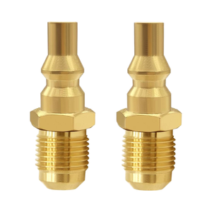 2 adaptateurs de raccordement rapide pour <span class=keywords><strong>propane</strong></span> basse pression YM YMQC031, poli, avec garantie de 3 ans, <span class=keywords><strong>raccord</strong></span> mâle 3/8" à flare, prise à débit total, pour gaz - Product Image 1