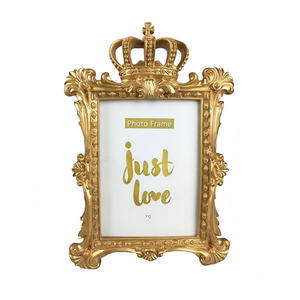 Marco de Fotos de Resina <span class=keywords><strong>4x4</strong></span>, Marco Decorativo con Corona, Regalo, Decoración de Fotos de Resina Dorada Antigua, para Múltiples Ocasiones - Product Image 4