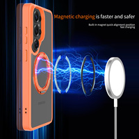 Étui avec anneau magnétique rotatif intégré pour Samsung Galaxy S26 Ultra, coque de protection mobile transparente givrée anti-chute