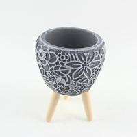 Jardinière de pot de fleur en béton de ciment rond de haute qualité pour la fête du printemps pour une utilisation de balcon d'affaires ou à la maison