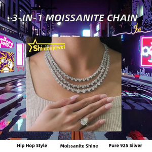 Custom 3 in 1 Pear Cut <b>Iced</b> Out Hip Hop Tennis Chains Moissanite Tennis Necklace 925 Silver - Product Image 2