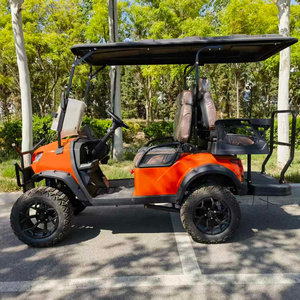 Voiturette de <span class=keywords><strong>golf</strong></span> électrique tout-terrain 4 places orange à prix d'usine, accessoires couleur personnalisée, pour villas et centres de villégiature - Product Image 1