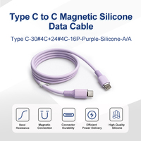 Cable de Datos Magnético de Silicona Tipo-C a Tipo-C de Alta Velocidad de 100W, Color Morado, Resistente a 20000X Curvaduras, 30 # 4C+24 # Cable 4C para Macbook