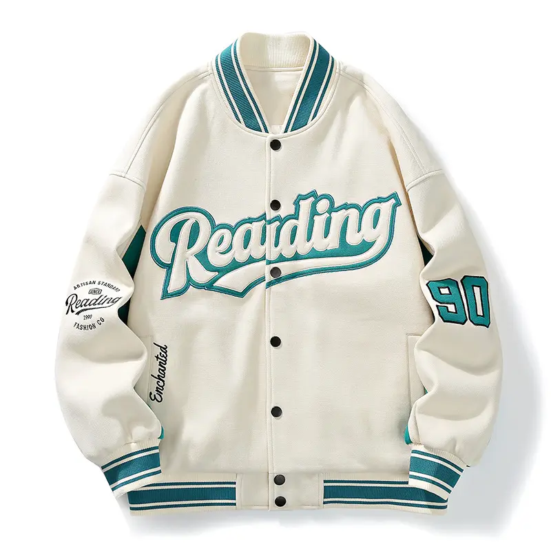 Wholesale Men Customized Casual Jackets Colored Thread Embroidery Jacket Breathable Polyester Street Baseball Coats