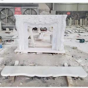 เตาผิงหินหินอ่อนสีขาวอิสระแบบทันสมัยสำหรับวิลล่าของตกแต่งในร่ม - Product Image 4