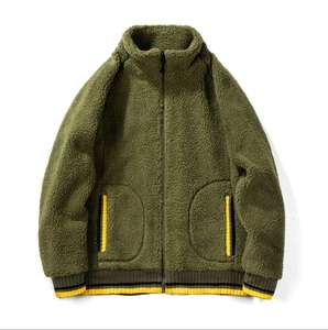 Sweat-shirt à capuche d'hiver en polaire avec fermeture éclair et logo personnalisé, sweat-shirt épais avec poche latérale, ours en peluche, vestes pour hommes - Product Image 1