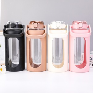 <span class=keywords><strong>2025</strong></span> uống Glass Ấm đun nước 64 oz chai thủy tinh với rơm với thời gian đánh dấu gallon motivational chai nước với Silicone tay áo - Product Image 6