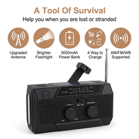 Radio Solar con Batería Recargable de 5000 mAh, Luz de Lectura, Alarma SOS, Resistente al Agua IPX3, para Cortes de Energía en el Hogar