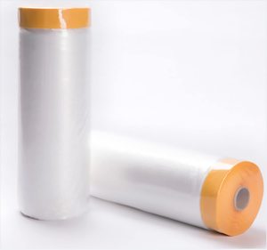 Free Sample Pre Taped Painting Vinyl Plastic Film Decoration HDPE Speedy Masking Film With Tape Roll for Car
