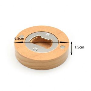 Abridor de Botellas Magnético de Madera de Haya con Logotipo Personalizable, Imán Redondo para Refrigerador - Product Image 6