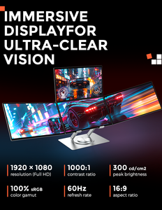 Moniteur <span class=keywords><strong>portable</strong></span> triple écran de 18,5 pouces pour la productivité de nouvelle génération, type C, facile à transporter, connexion par un seul câble, extension d'écran - Product Image 5