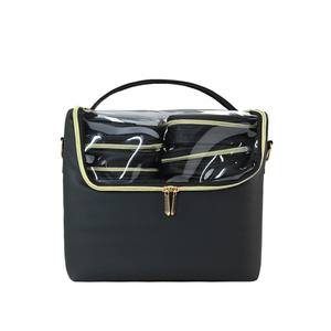 Grande trousse de maquillage de voyage en cuir PU avec 4 petites trousses, étanche, portable, avec fermeture éclair, boîte de rangement pour tatouage et maquillage - Product Image 6
