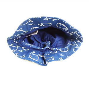 Fashion Oekotex Certificated Baby Cotton Twill <strong>Navy</strong> <strong>Bucket</strong> <strong>Hat</strong> With Full Whale Printing - Product Image 5