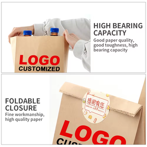 לוגו ממוחזר אישית למסעדה מודפסת מזון takeavway קניות שקית נייר קראפט - Product Image 3