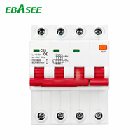 Disjoncteur différentiel électromagnétique EBASEE Type AC RCBO 30mA 16A 20A 25A 32A 40A 50A 63A 3P+N avec protection contre les surintensités