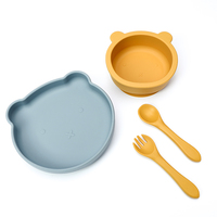 Napperon Infantile De Qualité Alimentaire Vaisselle Enfants Bébé Sans Bpa Salle À Manger ECO Toddler Enfants Manger Silicone Assiette Cuillère Ensemble