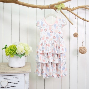 Nuovo design triplo volant pieghevole Anti-rughe abiti a manica corta pagliaccetto con volant abiti gonna pagliaccetto da ragazza dolce - Product Image 2