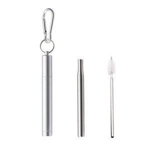 Stainless steel <b>straw</b> set Outdoor travel telescopic <b>straw</b> Portable student set Color sealed three-section <b>straw</b> - Product Image 5