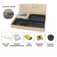 Barquettes alimentaires rectangulaires jetables en aluminium 130*90*40mm avec couvercle en aluminium, écologiques en PET, pour BBQ et plats à emporter