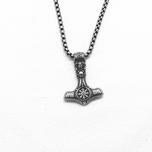 yunnique Thunder Hammer Pendant Titanium Steel Unisex Necklace European American Style Retro Jewelry <b>Cross</b> Shape - Product Image 1