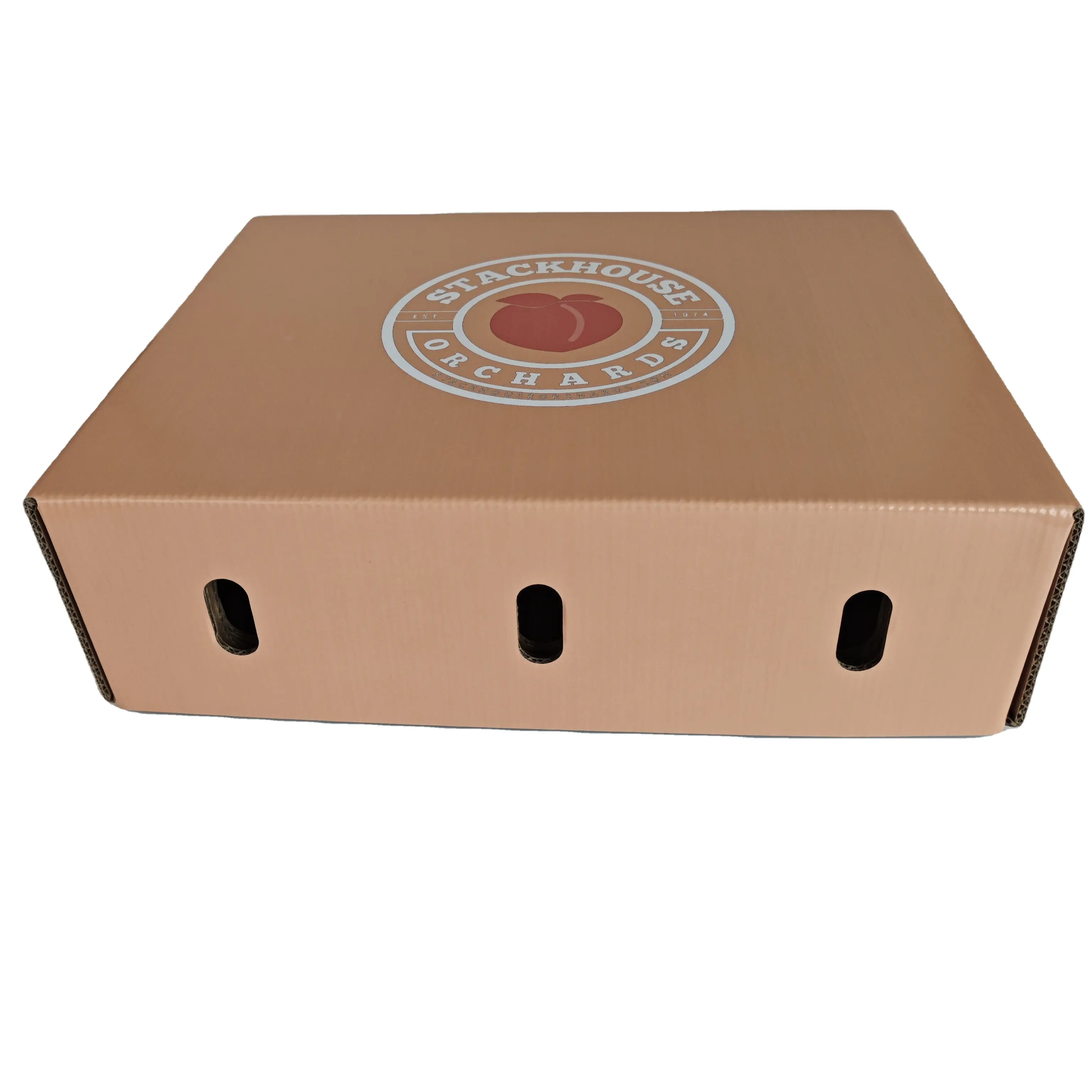 Großhandel benutzerdefiniertes Design mehrere Größen hochwertiger Karton wellpappe Fruchtverpackungsboxen frischer pfirsich-Kartonbox