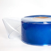 Tirai PVC Strip Biru Transparan Tahan Air, Tahan Angin, Tahan Debu, Tahan UV, Gulungan Pintu Industri untuk Pintu Masuk Gudang & Bengkel
