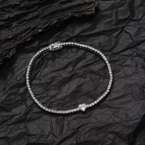 2mm Heart Tennis <b>Bracelet</b> Women's Tennis Chain <b>Couple</b> Stacked Wind Heart Men's <b>Bracelet</b> Tanjing Fashion Lijing Necklace - Product Image 3