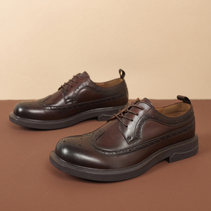 Mocassins d'été pour hommes en cuir pleine fleur de vachette, à semelle épaisse, bout rond, style coréen, décontractés et professionnels - Product Image 6
