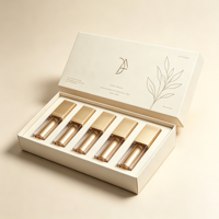 GOTOP Coffret cadeau rigide deux pièces pour gloss à lèvres, motif botanique en relief, finition crème mate, logo doré à chaud