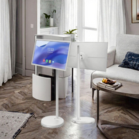 Layar Sentuh 32 Inci 128GB Dapat Diputar Sepenuhnya, TV Android Portabel dengan Lampu Latar LED Putih, Dapat Diisi Ulang, Full HD, Speaker Internal