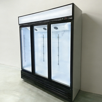 Kulkas Minuman Tiga Pintu Desain Ramping untuk Kafe/Dapur, Pendinginan Udara, Tahan Lama, Pengawetan Minuman Dingin, Kompresor Bermerek, Pendinginan Cepat
