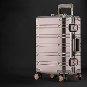 Koper berpergian semua aluminium Aloi, koper beroda bisnis pria, koper kabin bawaan aluminium paduan