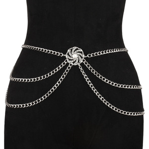 ห่วงโซ่สีทองแบบแฟชั่นประดับด้วยพลอยเทียมฝังมุกโซ่คาดเอวสำหรับงานปาร์ตี้ - Product Image 5