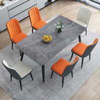 Table à manger moderne et simple de luxe léger avec plateau en roche, pour appartement et maison, avec chaises