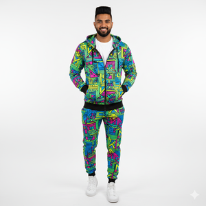 Ensemble de survêtement 2 pièces surdimensionné en coton 100% imprimé décontracté d'hiver personnalisé pour hommes, séchage rapide et léger - Product Image 6