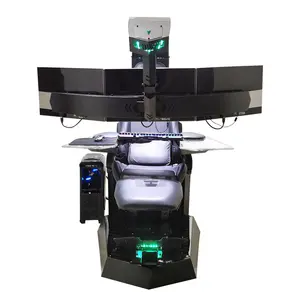 Chaise de jeu de simulation de cockpit Predator moderne, pliable, extensible, avec éclairage RVB, support pivotant pour 3 moniteurs, jeu sur ordinateur Scorpion - Product Image 5