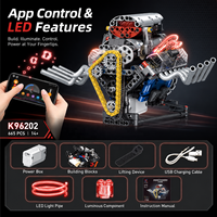 Kit de Bloques de Construcción MOC, Superauto con Motor V8 Eléctrico, Modelo con Control por APP, Juguete de Plástico ABS Personalizable para Regalo