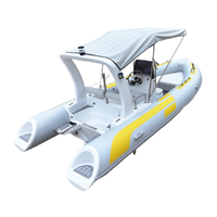 Nouveau design 2025 – Bateau rigide en fibre de verre Hypalon de 4,80 m (16 pieds) à fond en V profond, yacht OEM avec grand auvent pour 8 plongeurs