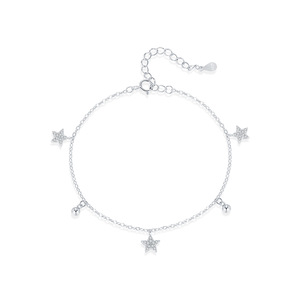 S925 Silver Chain <b>Bracelet</b> Women's Cute Everyday Wear Jewelry dainty star charm <b>bracelet</b> adjustable thin chain with sparkling - Product Image 1