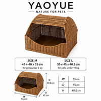 Lit pour chat en rotin PE YAOYUE, style tiroir tissé avec cadre en fer - Maison pour chat respirante et durable, 2 tailles
