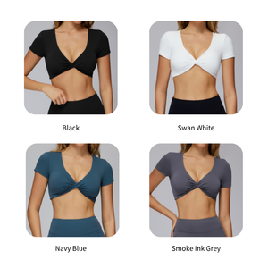 <strong>Low</strong> MOQ Women's Gym <strong>Tops</strong> Quick Dry Running T-shirt Short Sleeve Tight Fitting Sport Crop <strong>Top</strong> Hollow Out <strong>Back</strong> Active <strong>Tops</strong> - Product Image 2