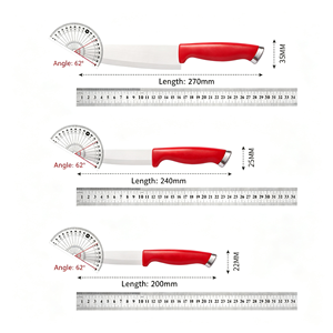 Juego de cuchillos de chef HORECA de 3 piezas, hoja con revestimiento antiadherente blanco, mango ergonómico de PP rojo para cocina comercial, corte de carne y verduras - Product Image 6