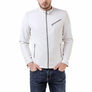 ใหม่แจ็คเก็ตแฟชั่นหนังแท้ 100% สําหรับผู้ชายการออกแบบที่ไม่ซ้ํากันแจ็คเก็ตหนังผลิตที่ขายดีที่สุด - Product Image 1