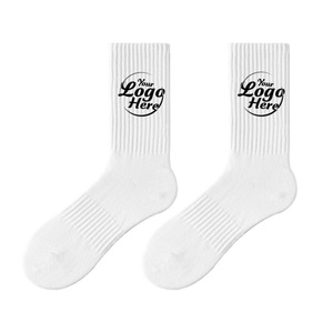 Wholesale OEM Trendy Men's Youth Crew <b>Socks</b> <b>Soft</b> Combed Cotton Breathable Shaped Fit Custom Logo Solid Color Design - Product Image 1