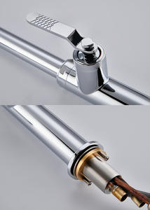 Robinet de cuisine simple à bec extractible, style américain, finition chromée, multifonctionnel, eau chaude et froide, en acier inoxydable avec valve en céramique - Product Image 6