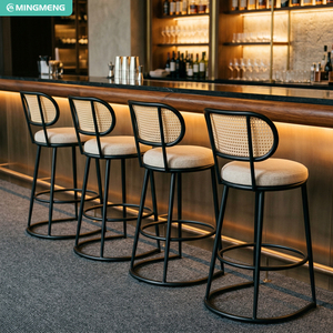 Chaise de bar en tissu avec base en métal, design industriel moderne pour usage domestique et commercial - Product Image 2