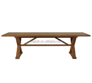 Wholesales price patio furniture natural color rectangular durable teak wood garden table