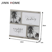 Set bingkai foto logam perak mewah Modern, Set 4 buah meja berdiri gratis tampilan atas untuk rumah Decore koleksi bingkai gambar